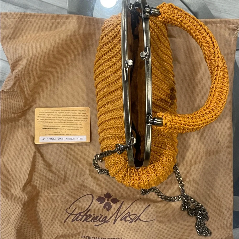 Patricia Nash Mustard Knit Mini Bag with Chain - Picture 5 of 7